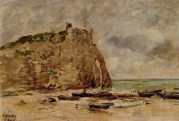 尤金 佈丹 Etretat, Beached Boats and the Cliff of Aval 尤金 佈丹 Etretat, Beached Boats and the Cliff of Aval